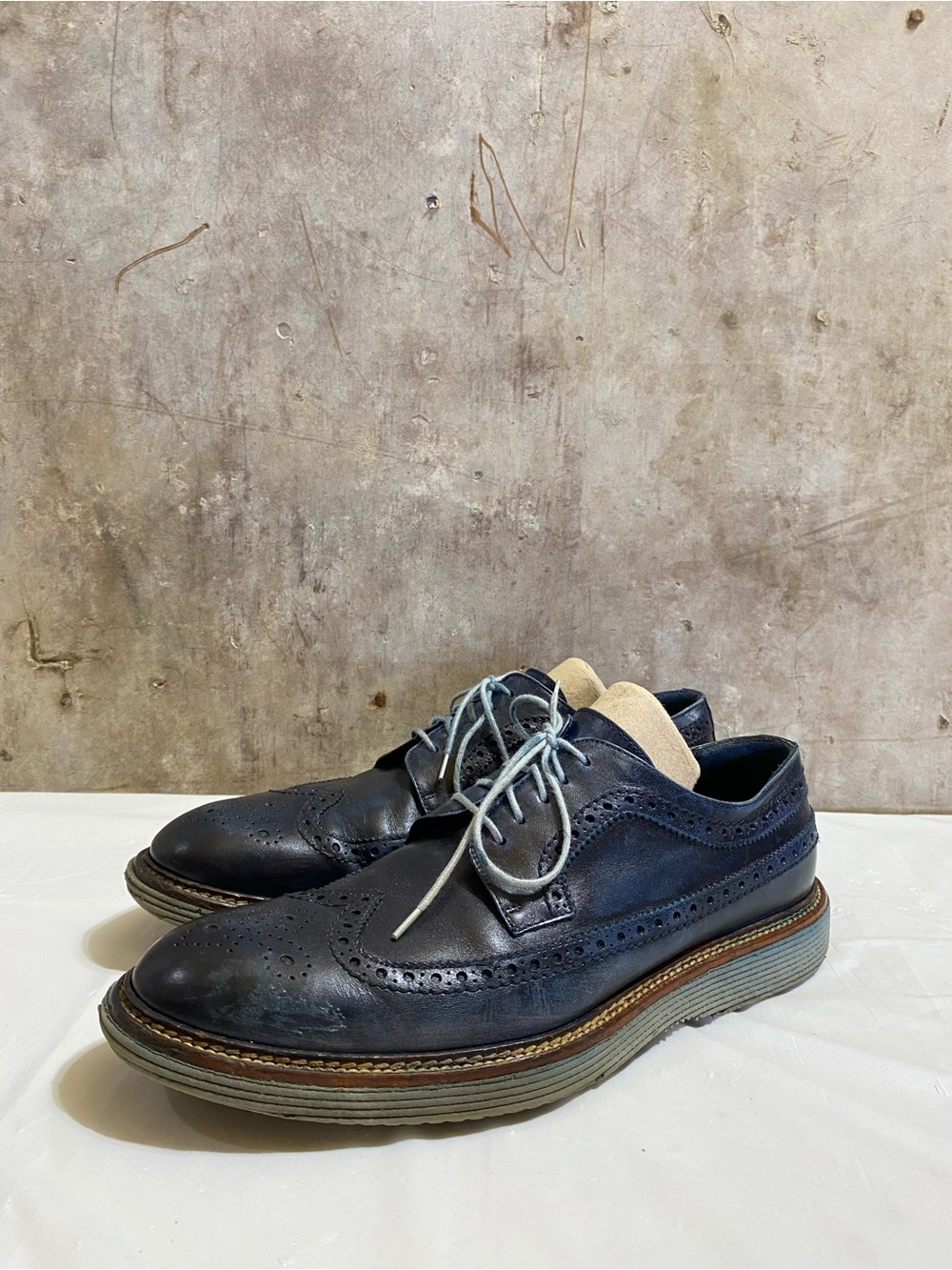 Men's Johnston & Murphy Navy Wingtip Lace-Up Dress Shoes - 9 US